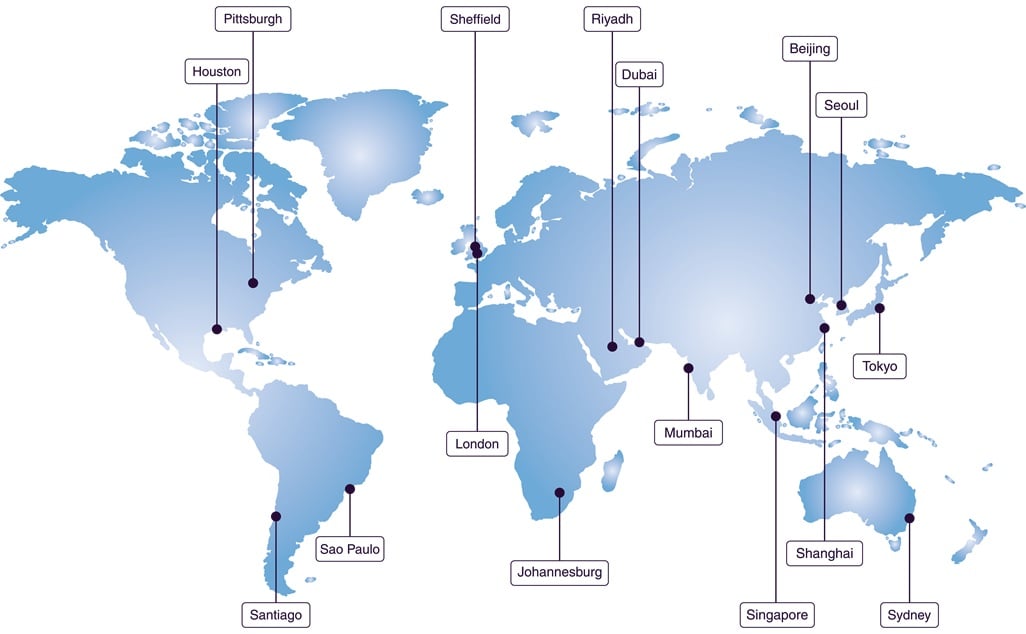 Map showing the locations of CRU global offices