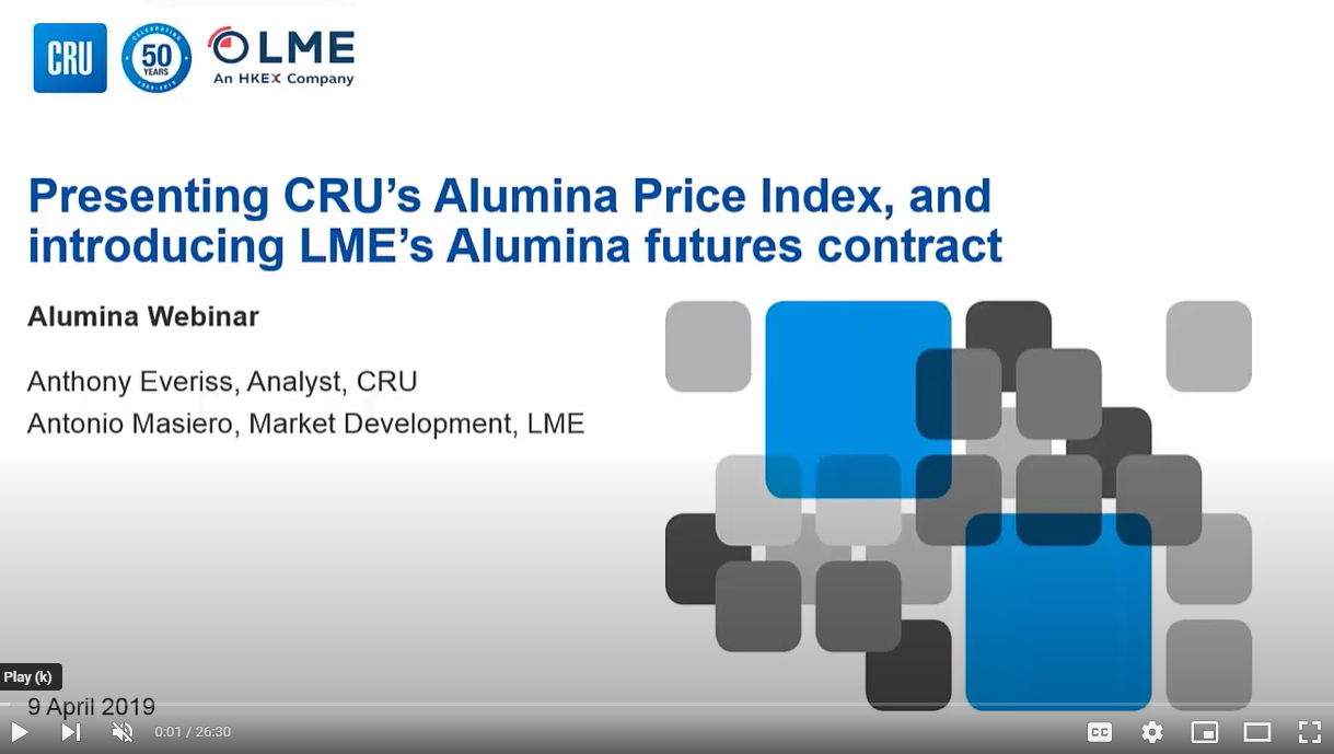 Watch: Presenting CRU’s Alumina Price Index, and introducing LME’s Alumina futures contract