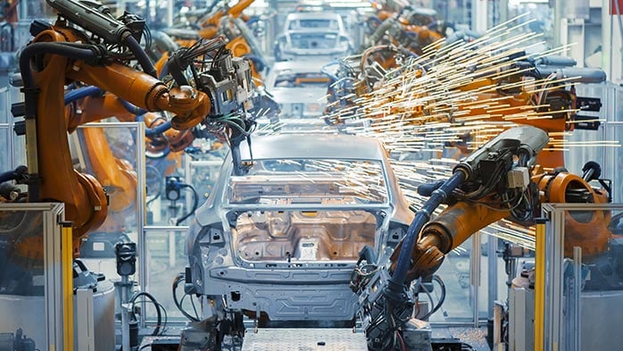 Image of car being built in a factory