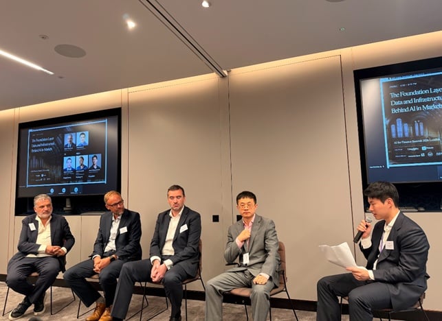 CRU Chief Product Officer, Vlasios Voudouris, speaking at the AI for Finance Summit 2026