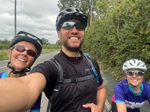 Katy Pritchard and her family are seen during their London to Brighton Ride raising funds for Cancer Research UK.