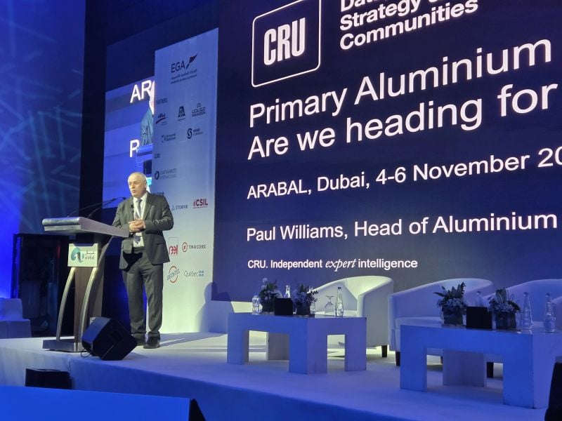 Paul Williams, Head of Aluminium Value Chain of CRU, speaking at the 26th ARABAL Conference in Dubai