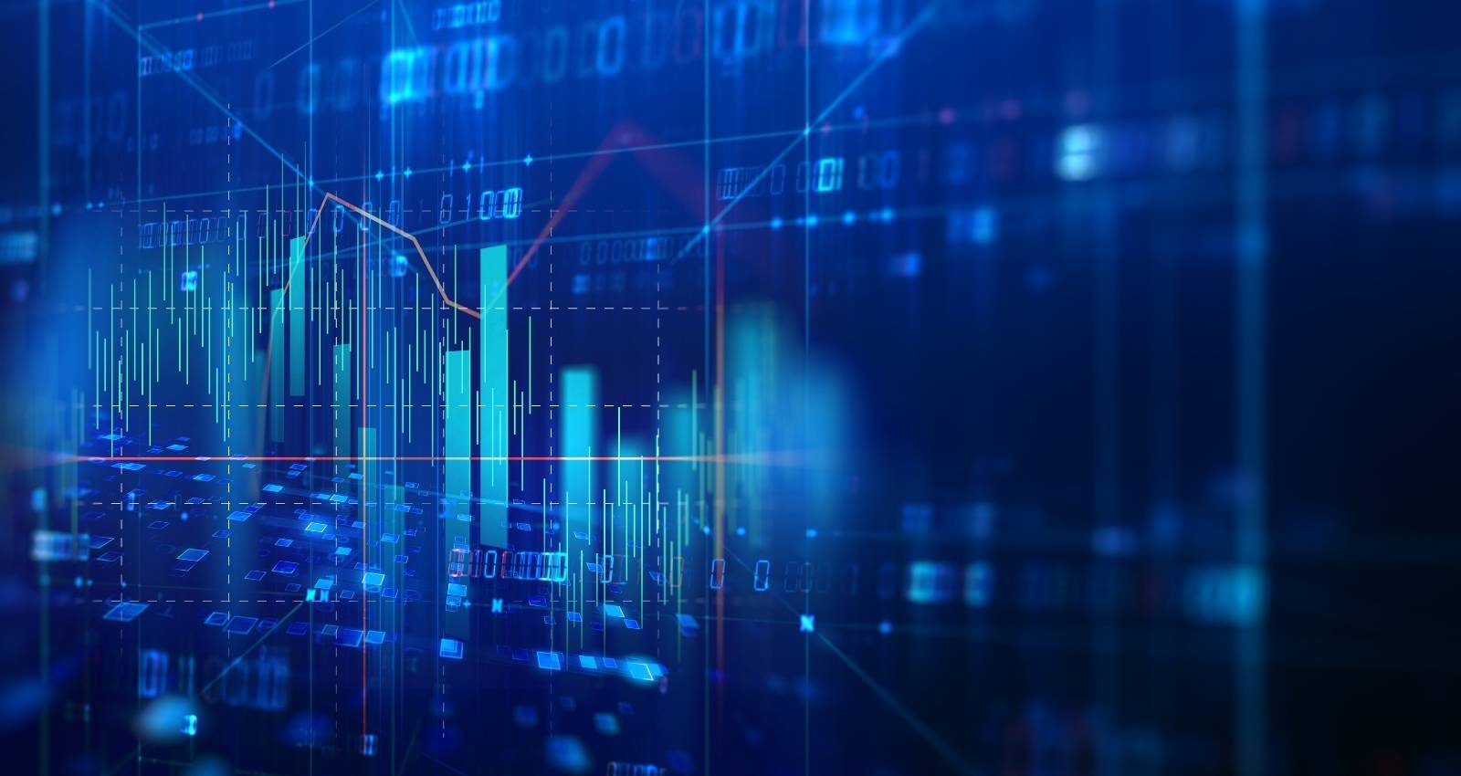 Blue image with graphs and data portraying CRU intelligence for electricity transmission cable market