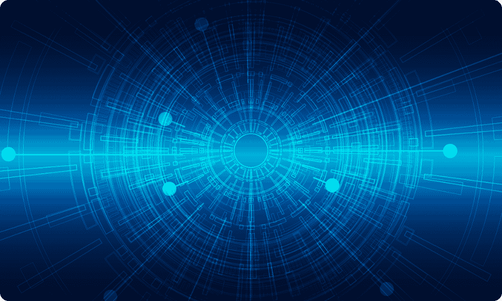 Light blue tech visual in a round circle on top of a darker blue background, signifying CRU's commodity risk intelligence for supply and price risk